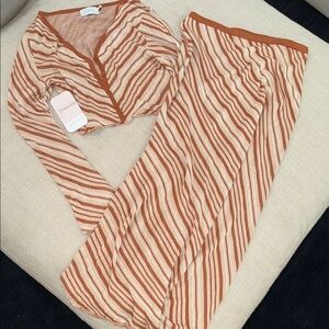 Striped Orange and Cream Intimate Set
